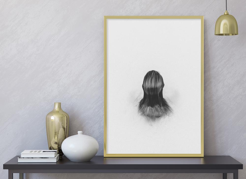 Moldura Póster Frame Aluminum Gold 70x100 cm - Passe-partout Preto 59,4x84 cm