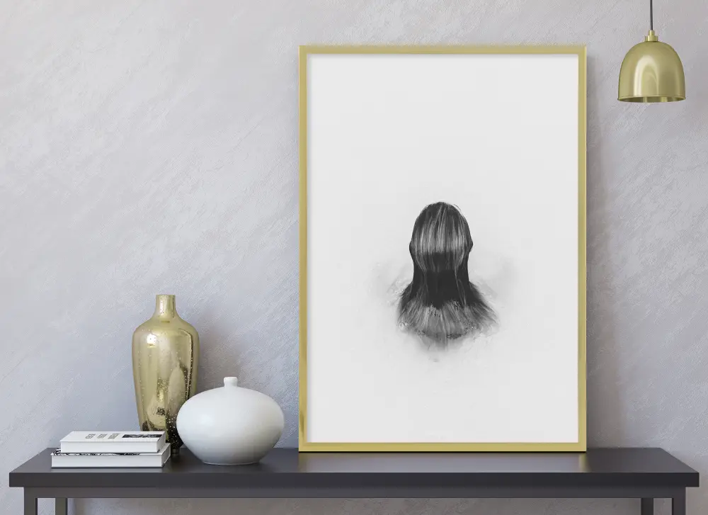 Moldura Póster Frame Aluminum Gold 70x100 cm - Passe-partout Preto 62x93 cm
