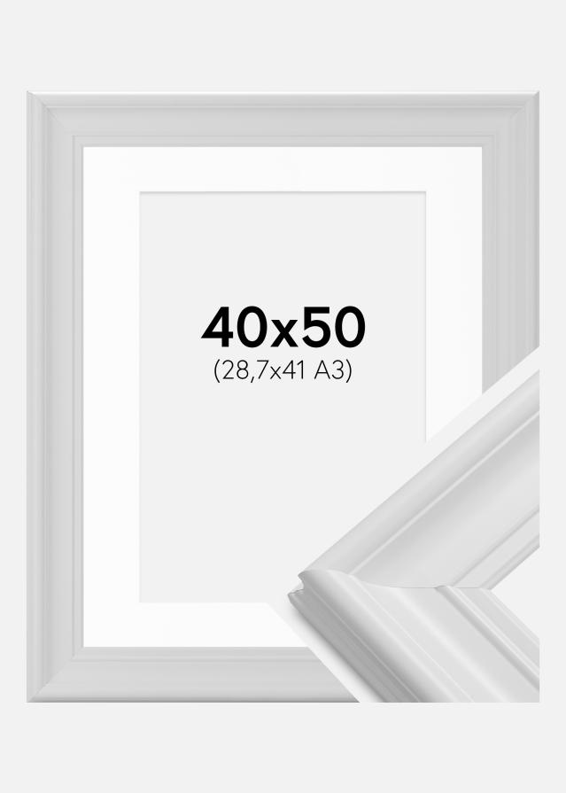 Moldura Mora Premium Branco 40x50 cm - Passe-partout Branco 29,7x42 cm (A3)