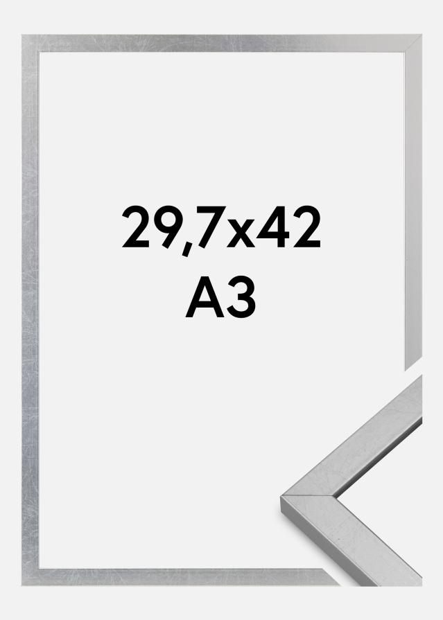 Moldura Minerva Vidro acrílico Prateado 29,7x42 cm (A3)