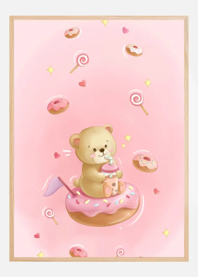 Teddy Bear and Donut cake Póster