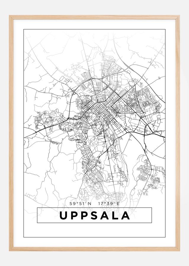 Mapa - Uppsala - Cartaz Branco