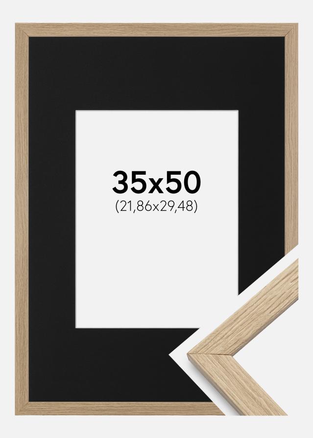 Moldura Stilren Carvalho 35x50 cm - Passe-partout Preto 9x12 inches