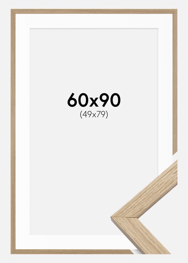 Moldura Stilren Carvalho 60x90 cm - Passe-partout Branco 50x80 cm