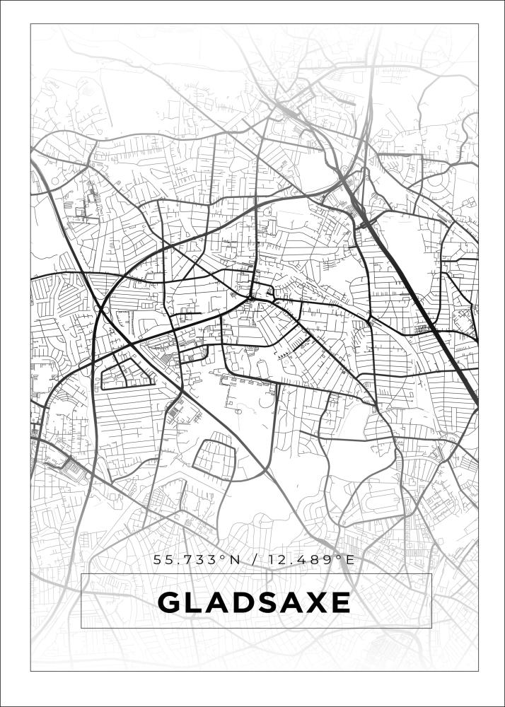 Mapa - Gladsaxe - Cartaz Branco