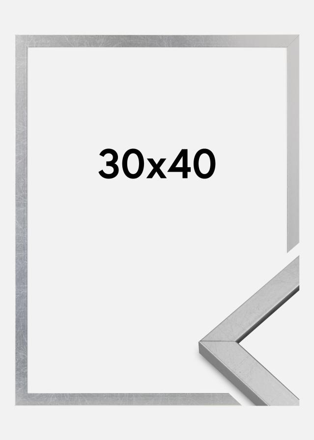 Moldura Minerva Vidro acrílico Prateado 30x40 cm