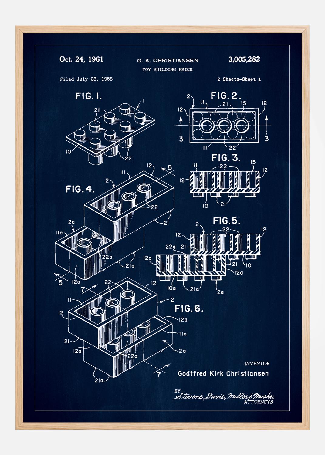 Product Image for Patent Print - Lego Block I - Blue Póster (21x29.7 cm (A4))