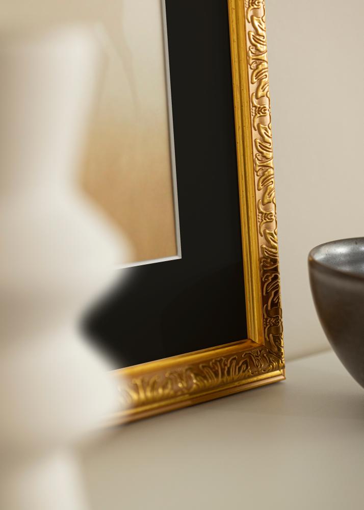 Moldura Nostalgia Dourado 35x45 cm - Passe-partout Preto 11x14 inches