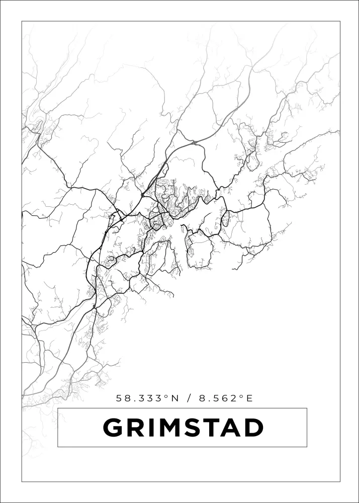 Mapa - Grimstad - Cartaz Branco