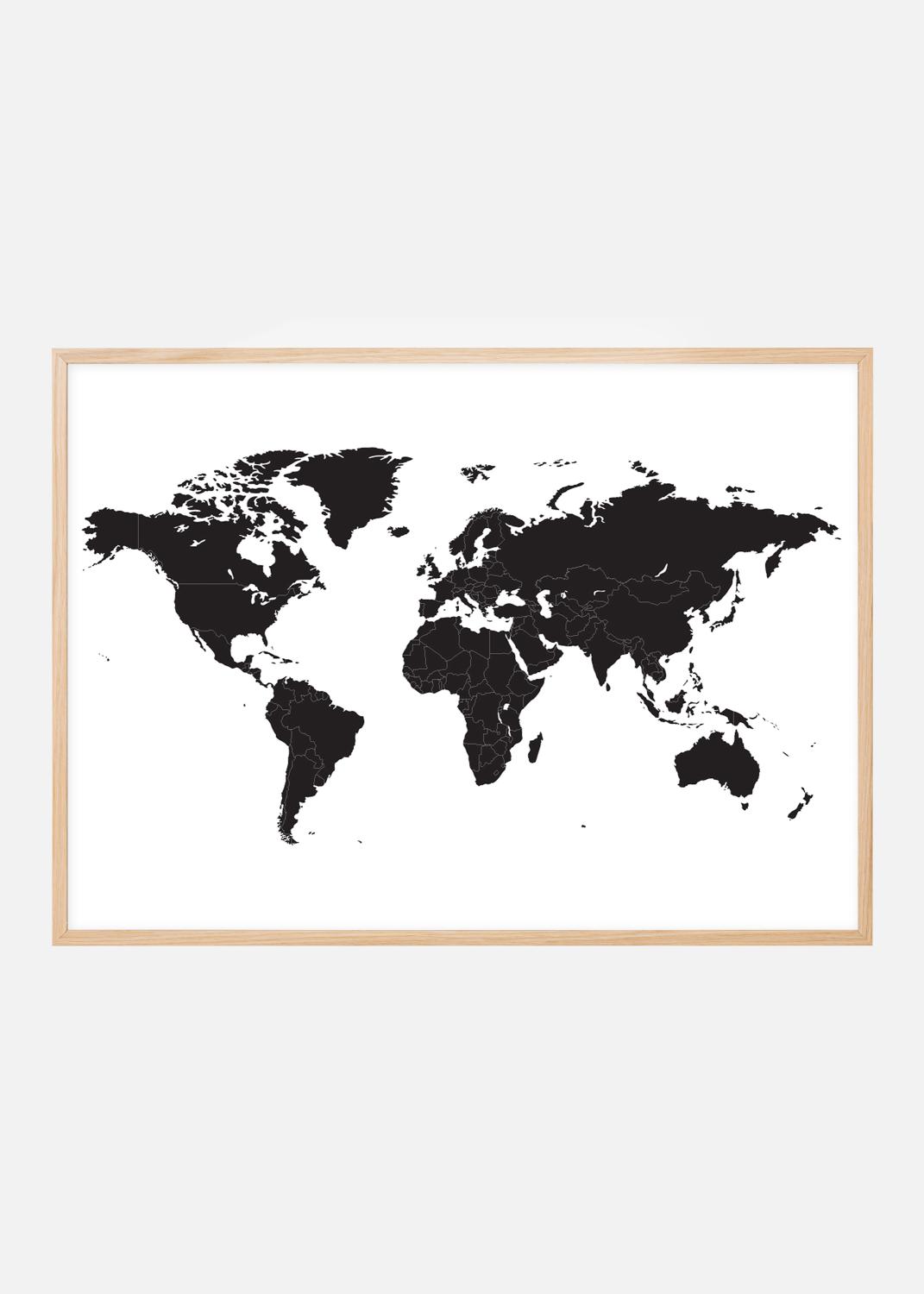Product Image for Mapa-mundo - Preto Póster (21x29.7 cm (A4))