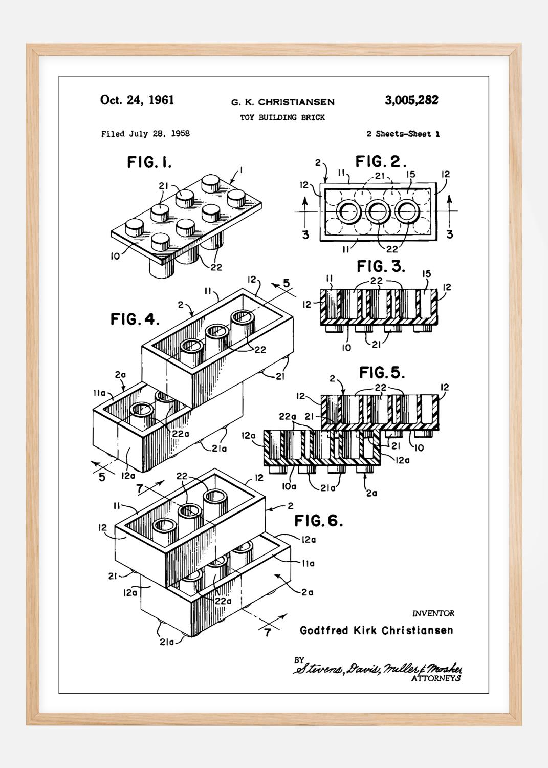 Product Image for Patent Print - Lego Block I - White Póster (21x29.7 cm (A4))
