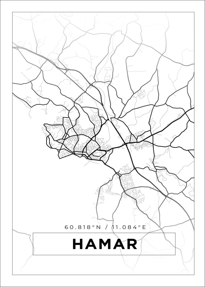 Mapa - Hamar - Cartaz Branco