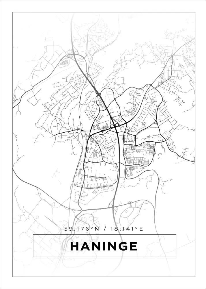 Mapa - Haninge - Cartaz Branco