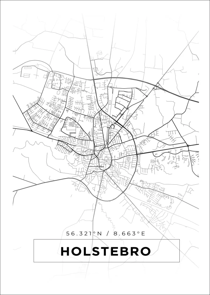 Mapa - Holstebro - Cartaz Branco