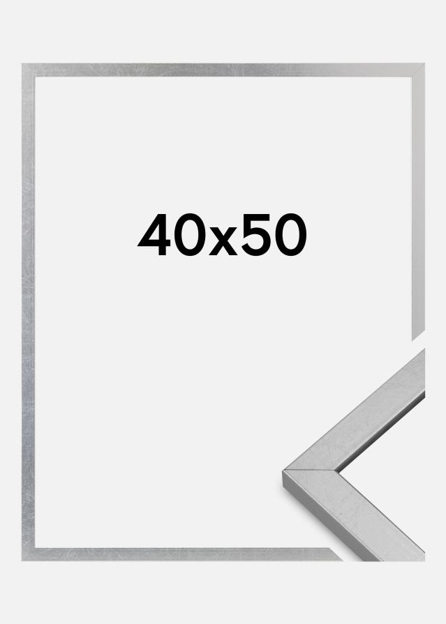 Moldura Minerva Vidro acrílico Prateado 40x50 cm
