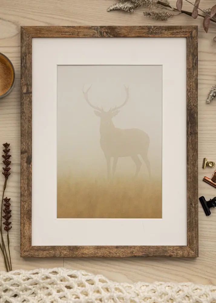 Moldura Fiorito Washed Oak 42x59,4 cm (A2) - Passe-partout Branco 25x38 cm