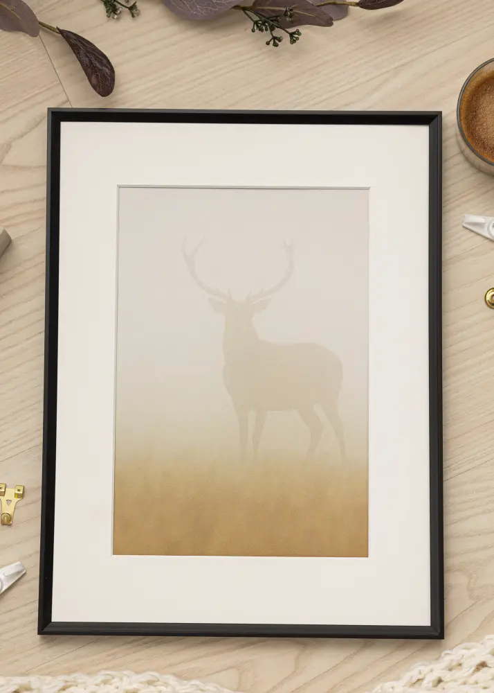 Moldura Desire Preto 40x50 cm - Passe-partout Branco 28x35 cm