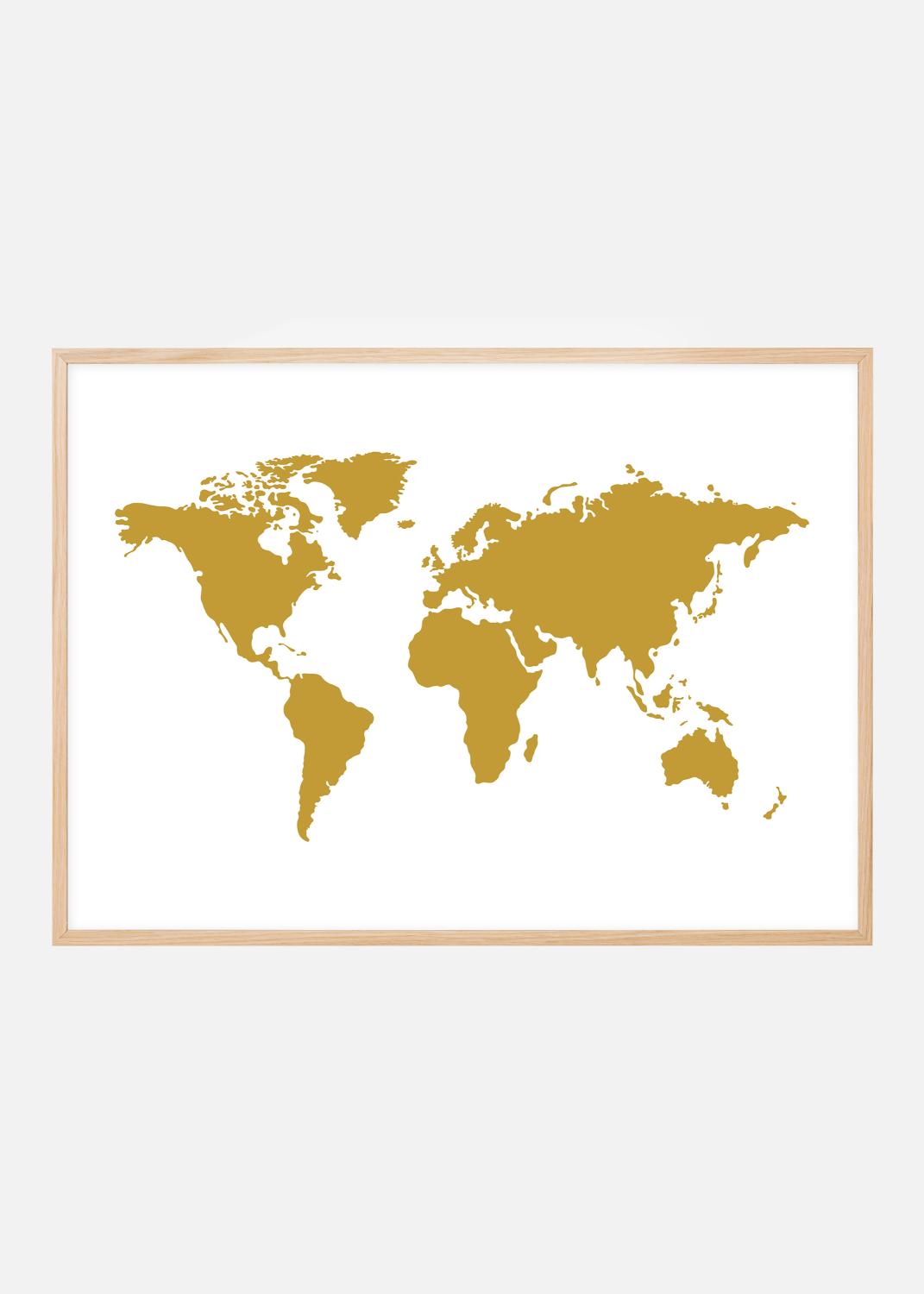 Product Image for Mapa-mundo Dourado Póster (30x40 cm)
