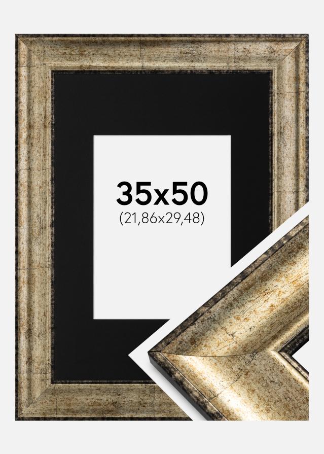 Moldura Saltsjöbaden Ouro antigo 35x50 cm - Passe-partout Preto 9x12 inches