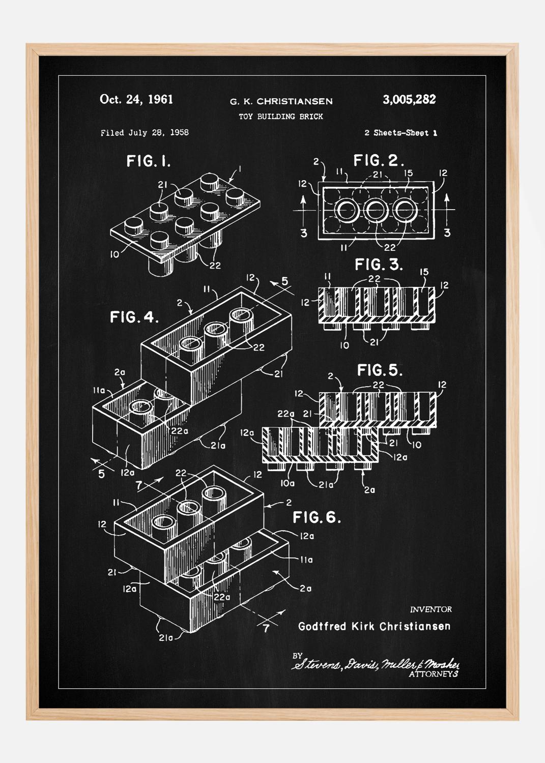 Product Image for Patent Print - Lego Block I - Black Póster (21x29.7 cm (A4))