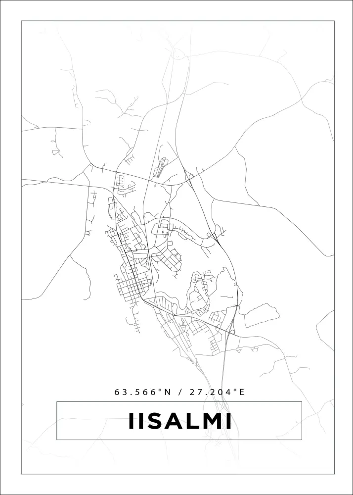 Mapa - Iisalmi - Cartaz Branco