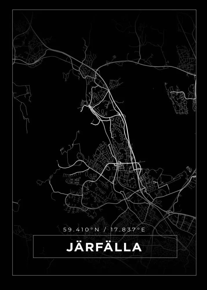 Mapa - Järfälla - Cartaz Preto
