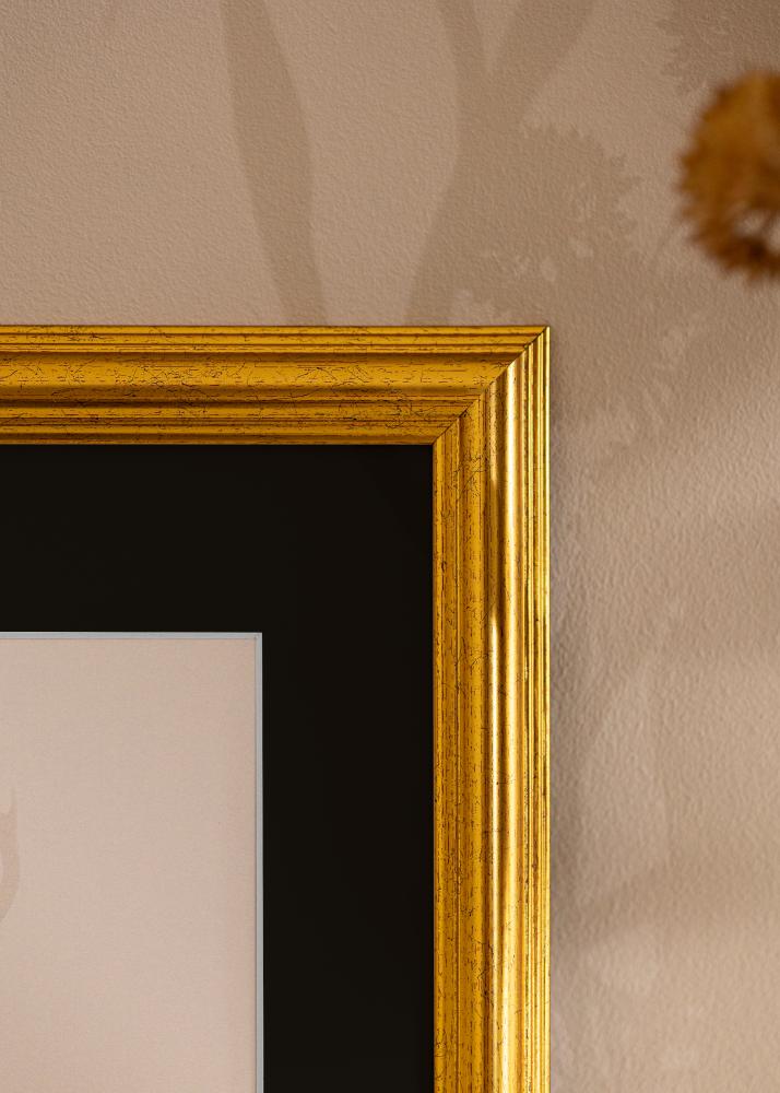 Moldura Västkusten Dourado 50x60 cm - Passe-partout Preto 15x20 inches