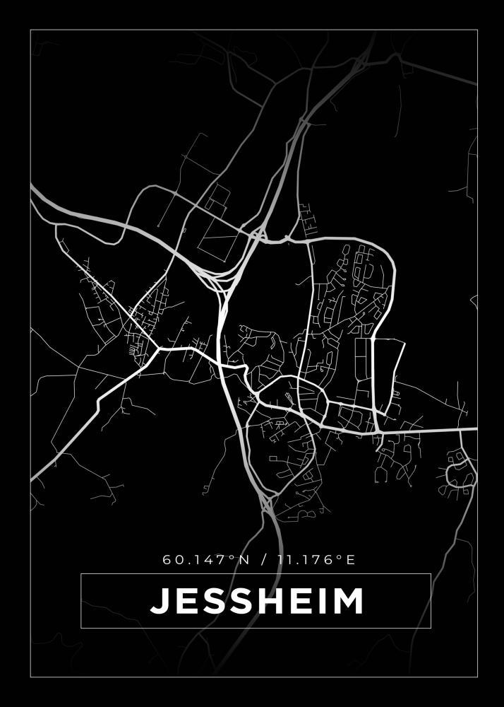 Mapa - Jessheim - Cartaz Preto