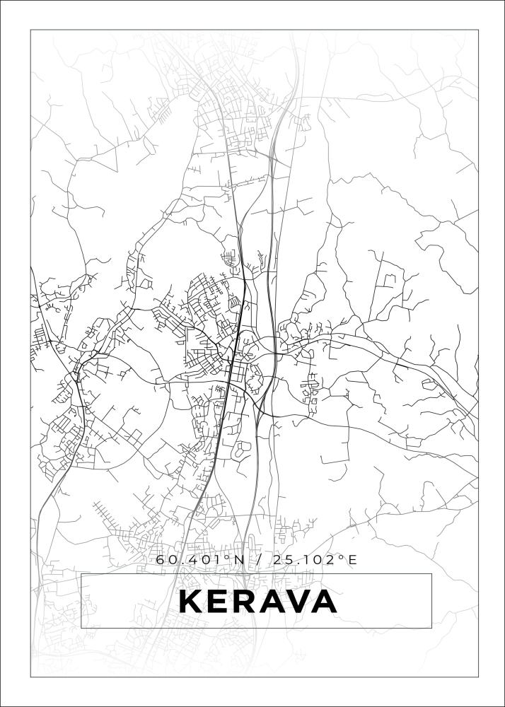 Mapa - Kerava - Cartaz Branco