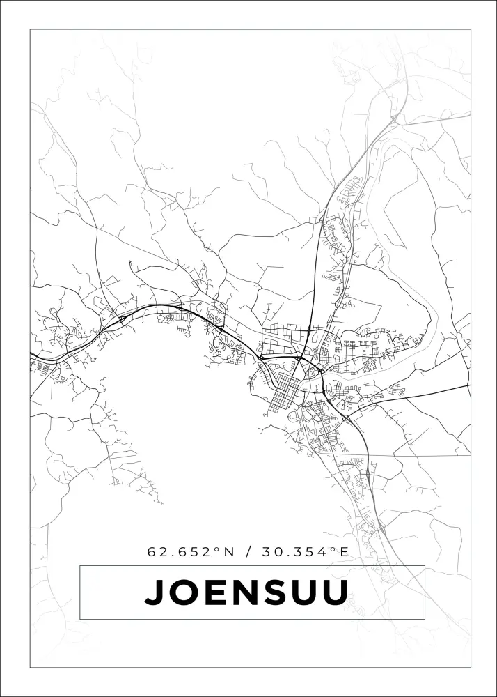 Mapa - Joensuu - Cartaz Branco