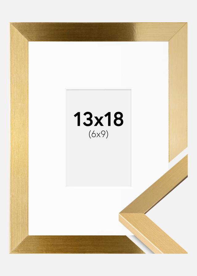 Moldura Selection Dourado 13x18 cm - Passe-partout Branco 7x10 cm