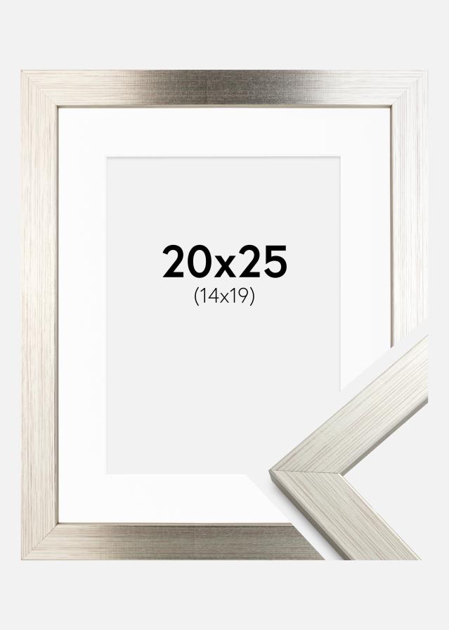 Moldura Silver Wood 20x25 cm - Passe-partout Branco 15x20 cm