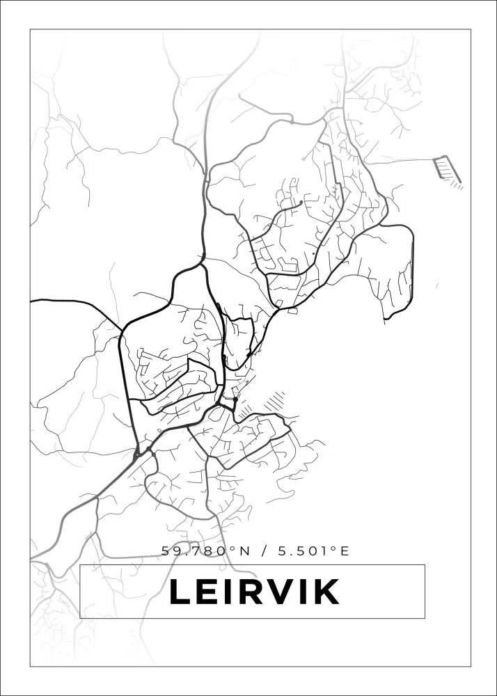 Mapa - Leirvik - Cartaz Branco