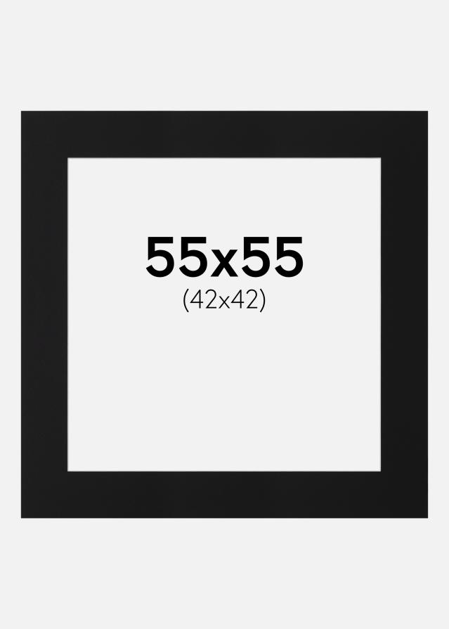 Passe-partout Preto Padrão (Bordo interior branco) 55x55 cm (42x42)