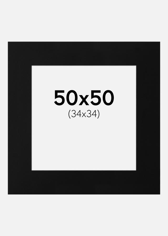 Passe-partout Preto Padrão (Bordo interior branco) 50x50 cm (34x34)