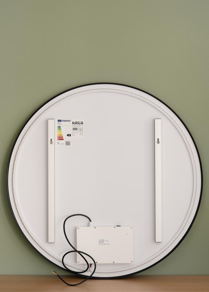 KAILA Espelho Circle LED Preto 80 cm Ø