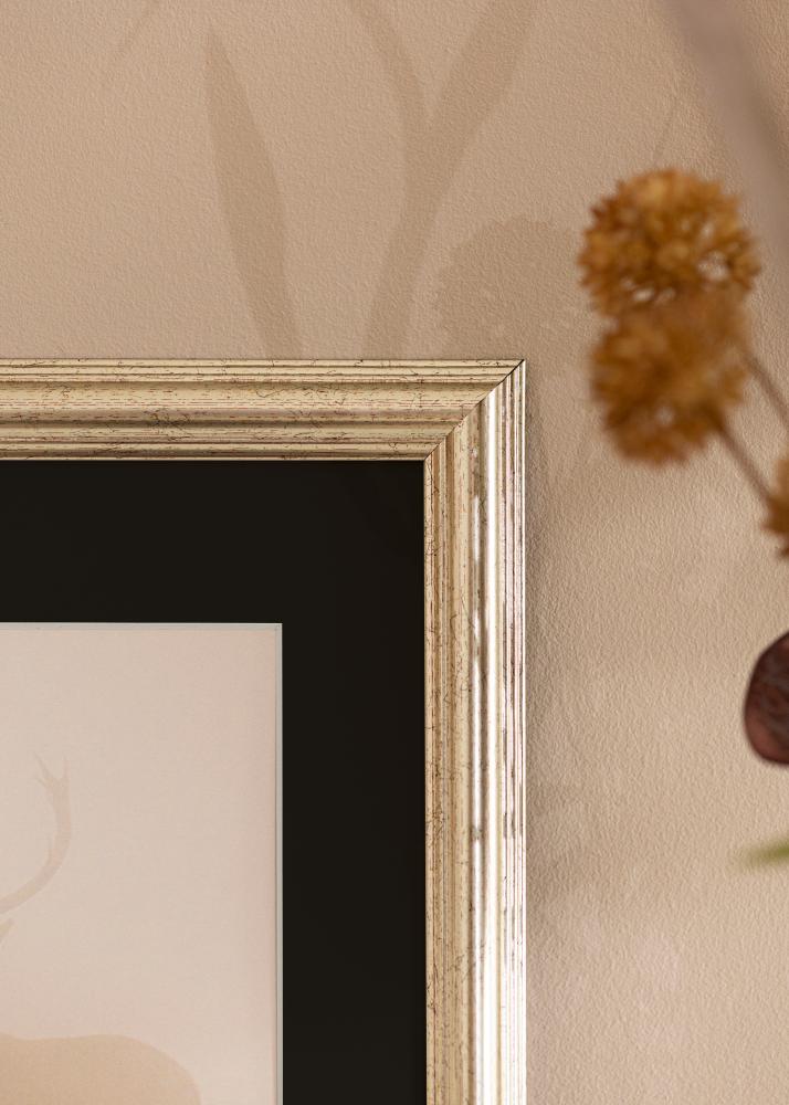 Moldura Västkusten Prateado 70x100 cm - Passe-partout Preto 62x93 cm