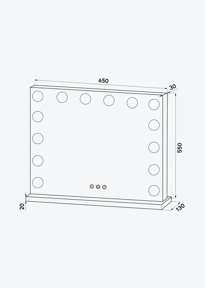 KAILA Espelho para toucador Base LED 14 Prateado 65x56 cm