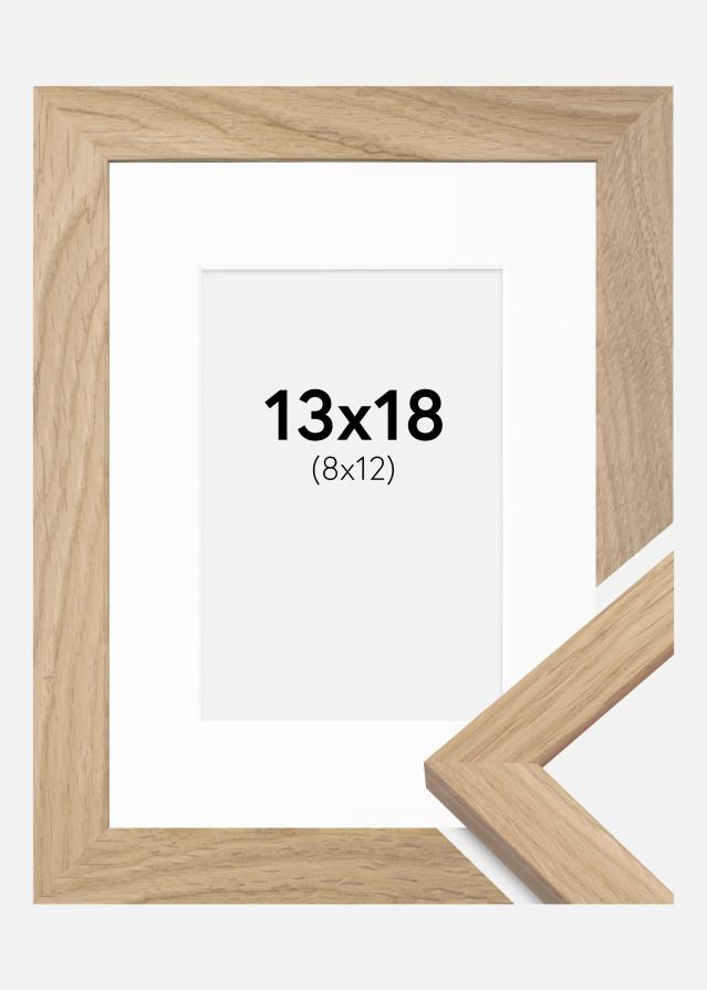 Moldura Oak Wood 13x18 cm - Passe-partout Branco 9x13 cm