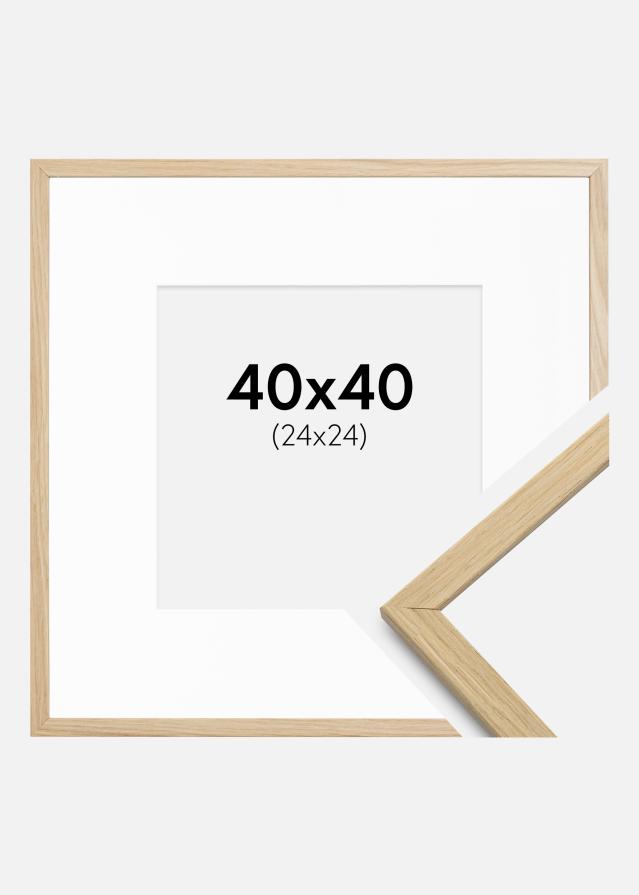 Moldura Edsbyn Carvalho 40x40 cm - Passe-partout Branco 25x25 cm