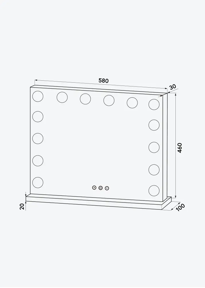 KAILA Espelho para toucador Base LED 14 Prateado 56x46 cm