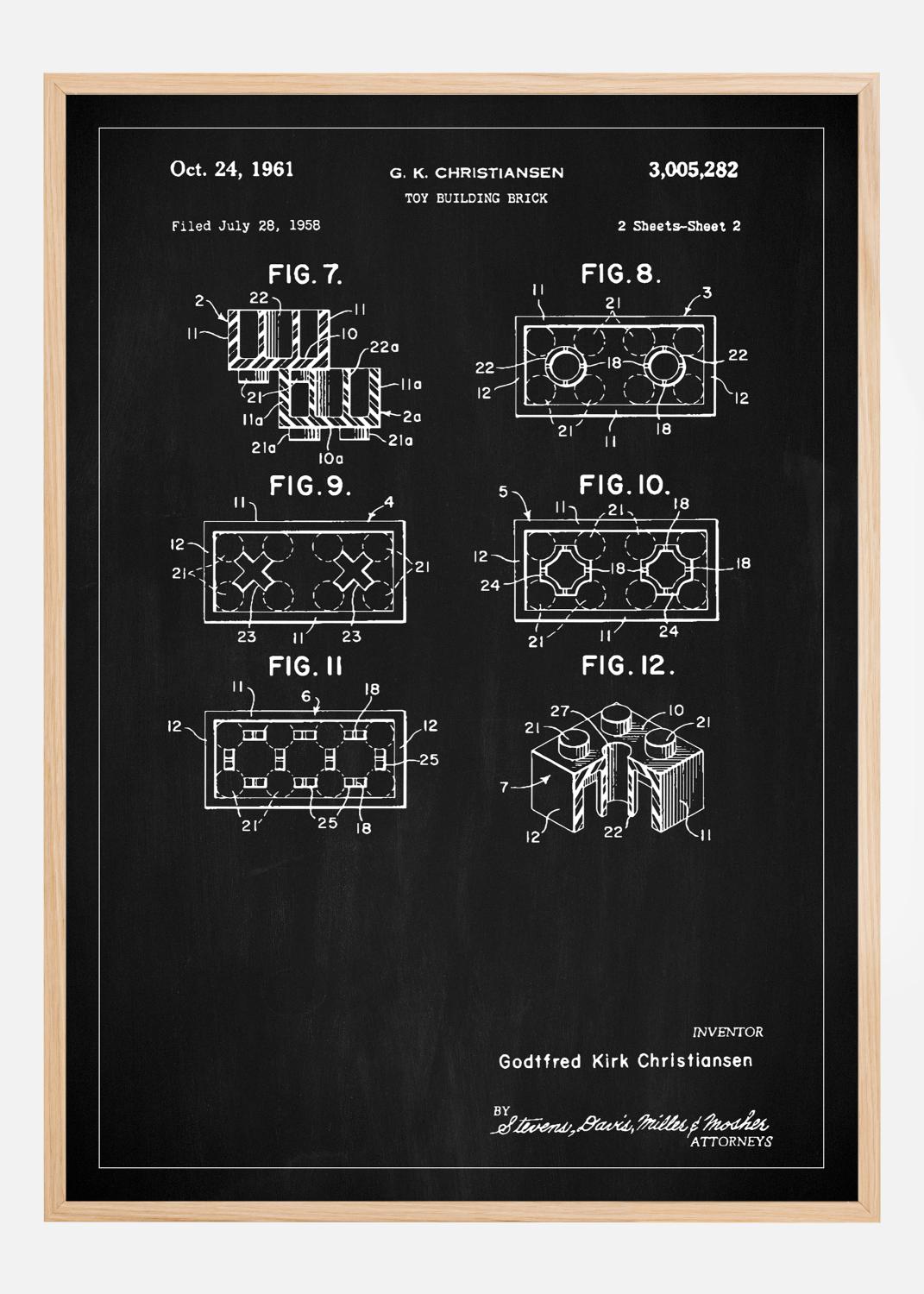 Product Image for Patent Print - Lego Block II - Black Póster (21x29.7 cm (A4))
