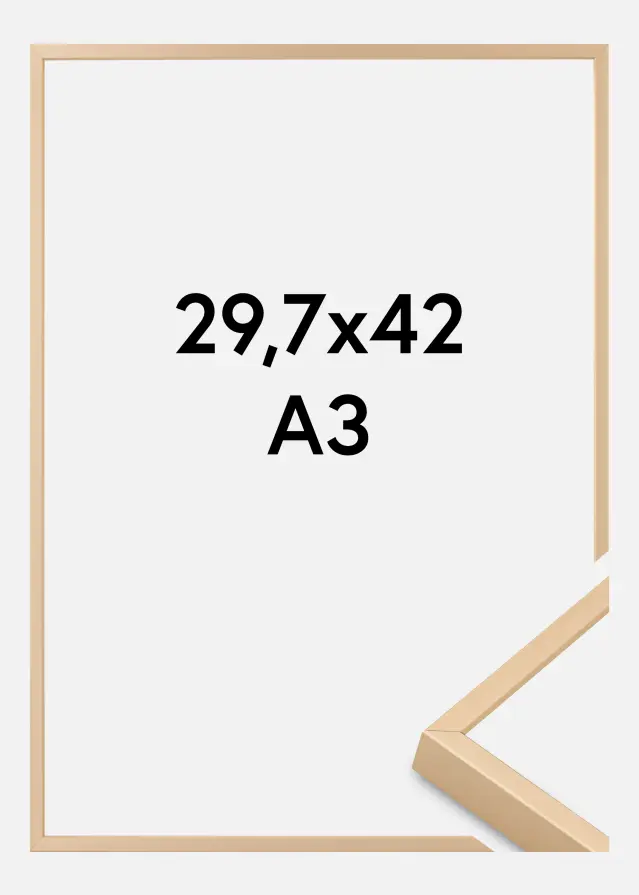 Moldura de alumínio Vidro acrílico Latão 29,7x42 cm (A3)