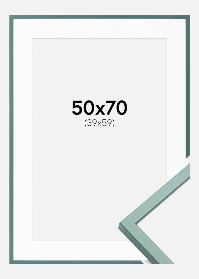 Moldura E-Line Verde 50x70 cm - Passe-partout Branco 40x60 cm
