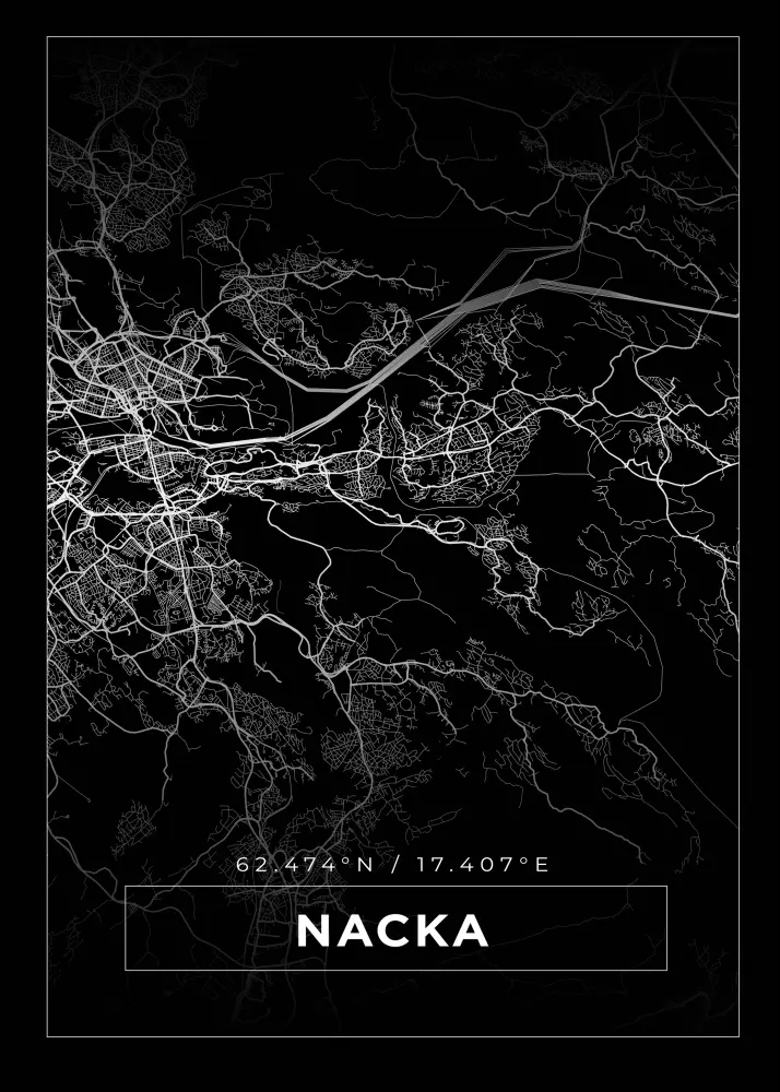 Mapa - Nacka - Cartaz Preto