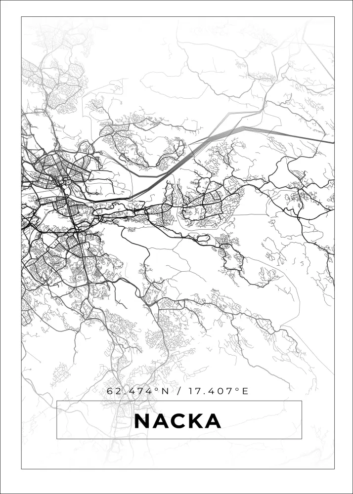Mapa - Nacka - Cartaz Branco