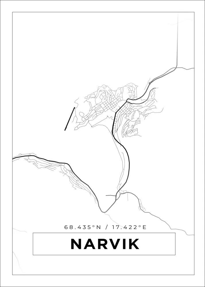 Mapa - Narvik - Cartaz Branco