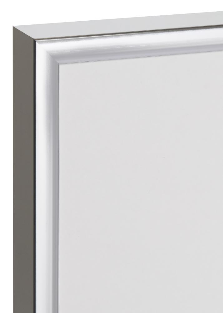 Moldura Póster Frame Aluminum Prateado 70x100 - Passe-partout Preto 59,4x84 cm