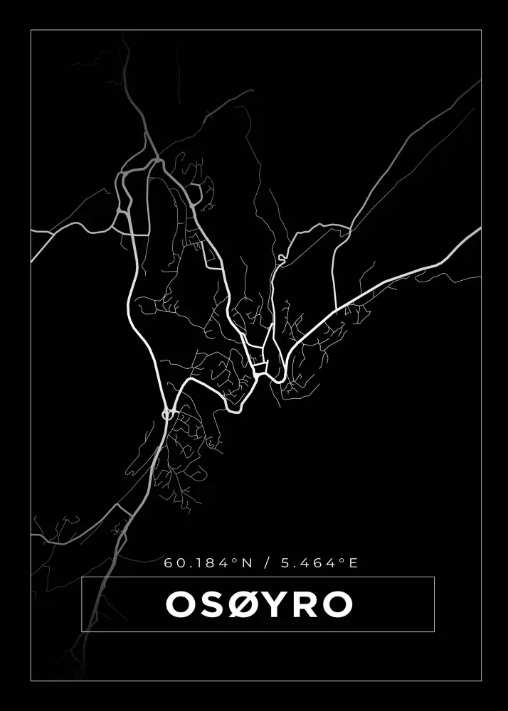 Mapa - Osøyro - Cartaz Preto