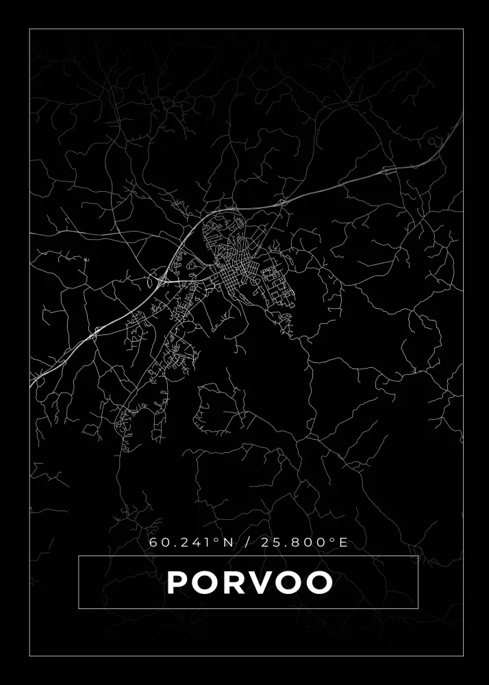 Mapa - Porvoo - Cartaz Preto